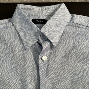 THEORY IRVING SS Wave Grid Button Down Shirt Mens S Classic Preppy Stretch $195